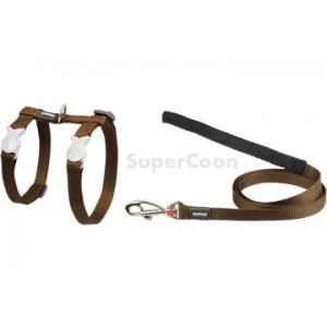 Red Dingo Cat Harness And Lead - Brown